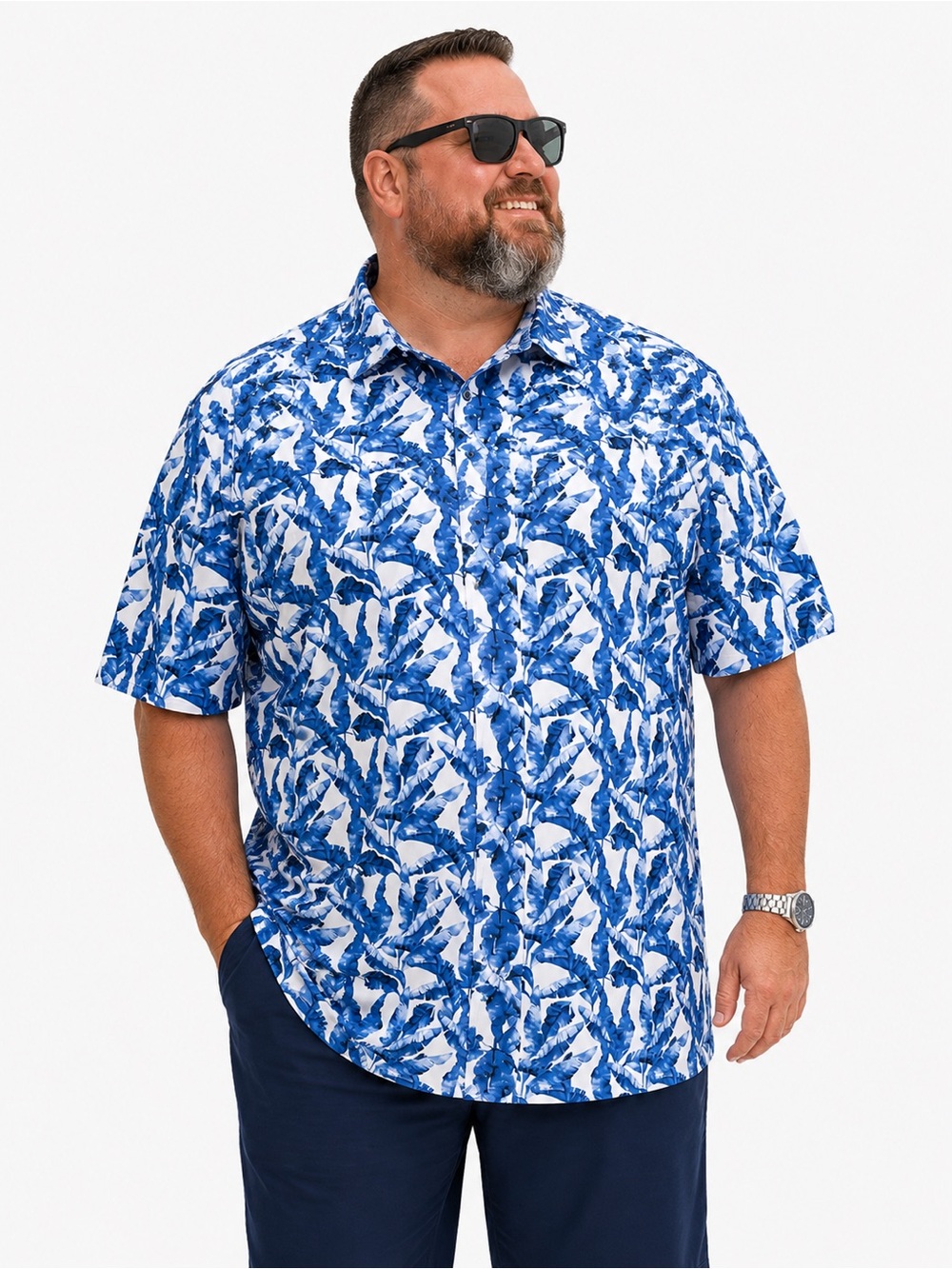 Society of Threads Blue Tropical Performance Polo Shirt 3XLT Resort Golf Dadcore